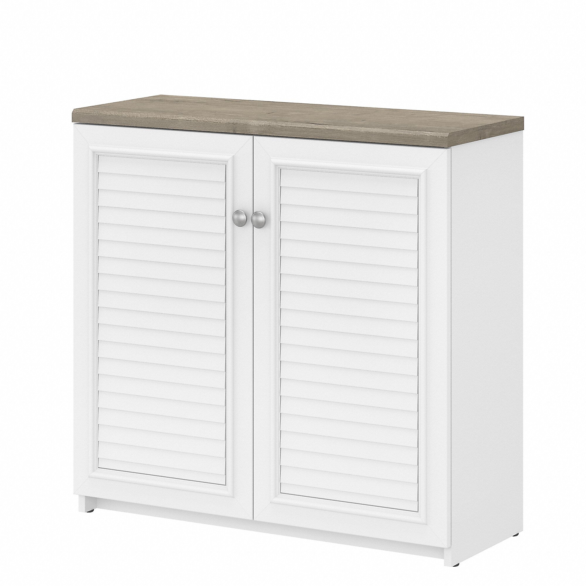 Bush Furniture Fairview 30" Small Storage Cabinet with 3 Shelves, Shiplap Gray/Pure White (WC53696-03)
