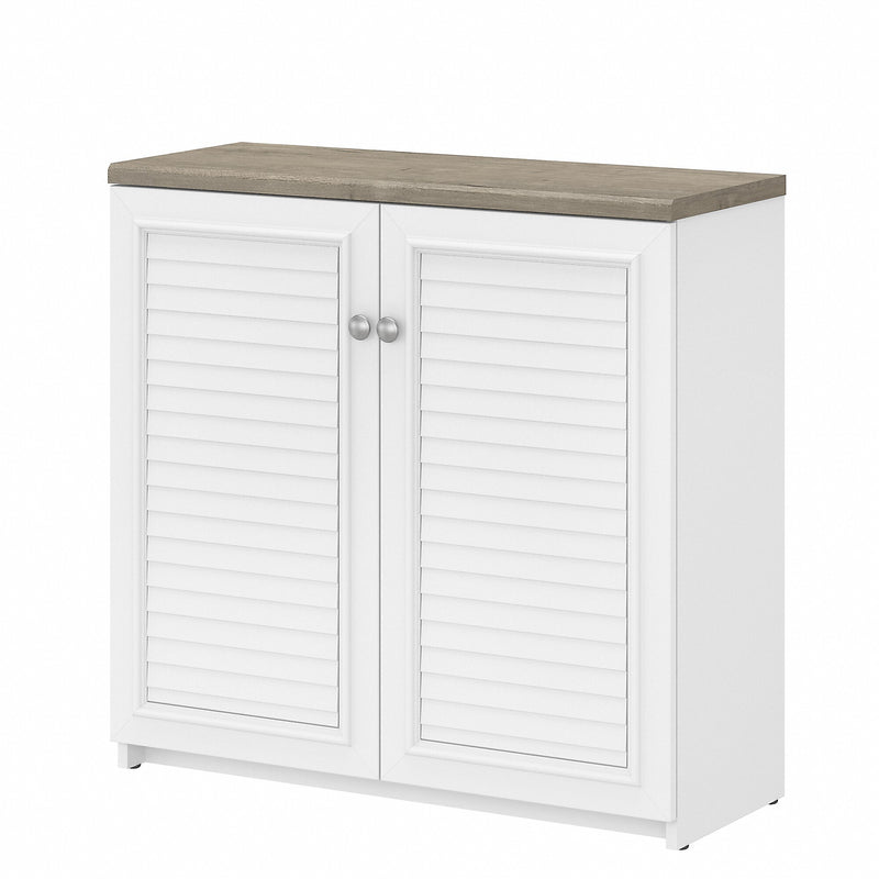 Bush Furniture Fairview 30" Small Storage Cabinet with 3 Shelves, Shiplap Gray/Pure White (WC53696-03)