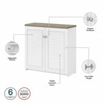 Bush Furniture Fairview 30" Small Storage Cabinet with 3 Shelves, Shiplap Gray/Pure White (WC53696-03)