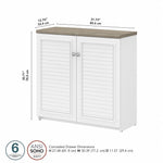 Bush Furniture Fairview 30" Small Storage Cabinet with 3 Shelves, Shiplap Gray/Pure White (WC53696-03)