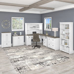 Bush Furniture Fairview 30" Small Storage Cabinet with 3 Shelves, Shiplap Gray/Pure White (WC53696-03)