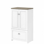 Bush Furniture Fairview 42" Storage Cabinet with 3 Shelves, Shiplap Gray/Pure White (WC53680-03)