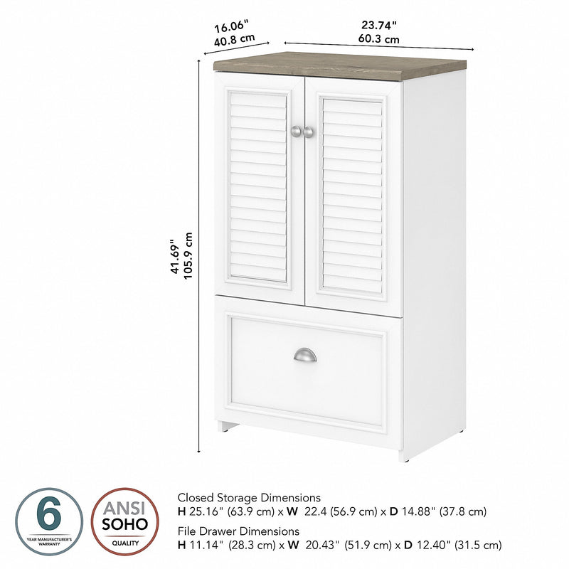 Bush Furniture Fairview 42" Storage Cabinet with 3 Shelves, Shiplap Gray/Pure White (WC53680-03)