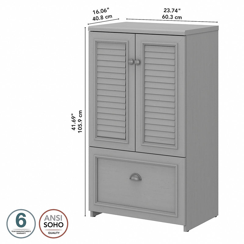 Bush Furniture Fairview 42" Storage Cabinet with 3 Shelves, Cape Cod Gray (WC53580-03)