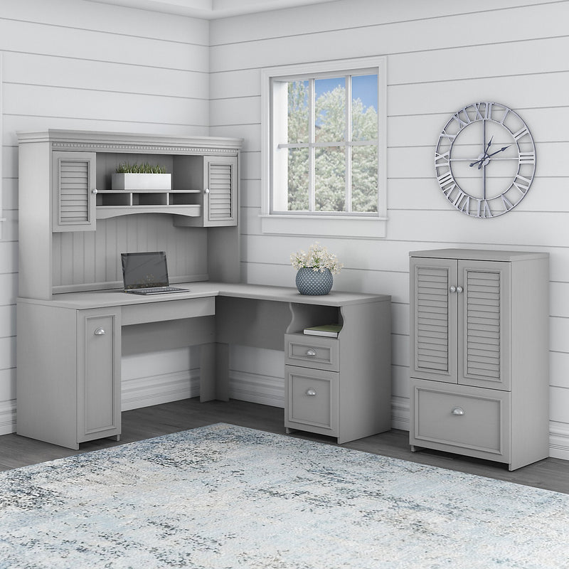 Bush Furniture Fairview 42" Storage Cabinet with 3 Shelves, Cape Cod Gray (WC53580-03)