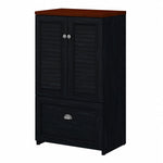 Bush Furniture Fairview 42"H Storage Cabinet with 3 Shelves, Antique Black/Hansen Cherry (WC53980-03)