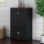 Bush Furniture Fairview 42"H Storage Cabinet with 3 Shelves, Antique Black/Hansen Cherry (WC53980-03)