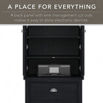 Bush Furniture Fairview 42"H Storage Cabinet with 3 Shelves, Antique Black/Hansen Cherry (WC53980-03)