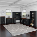 Bush Furniture Fairview 42"H Storage Cabinet with 3 Shelves, Antique Black/Hansen Cherry (WC53980-03)