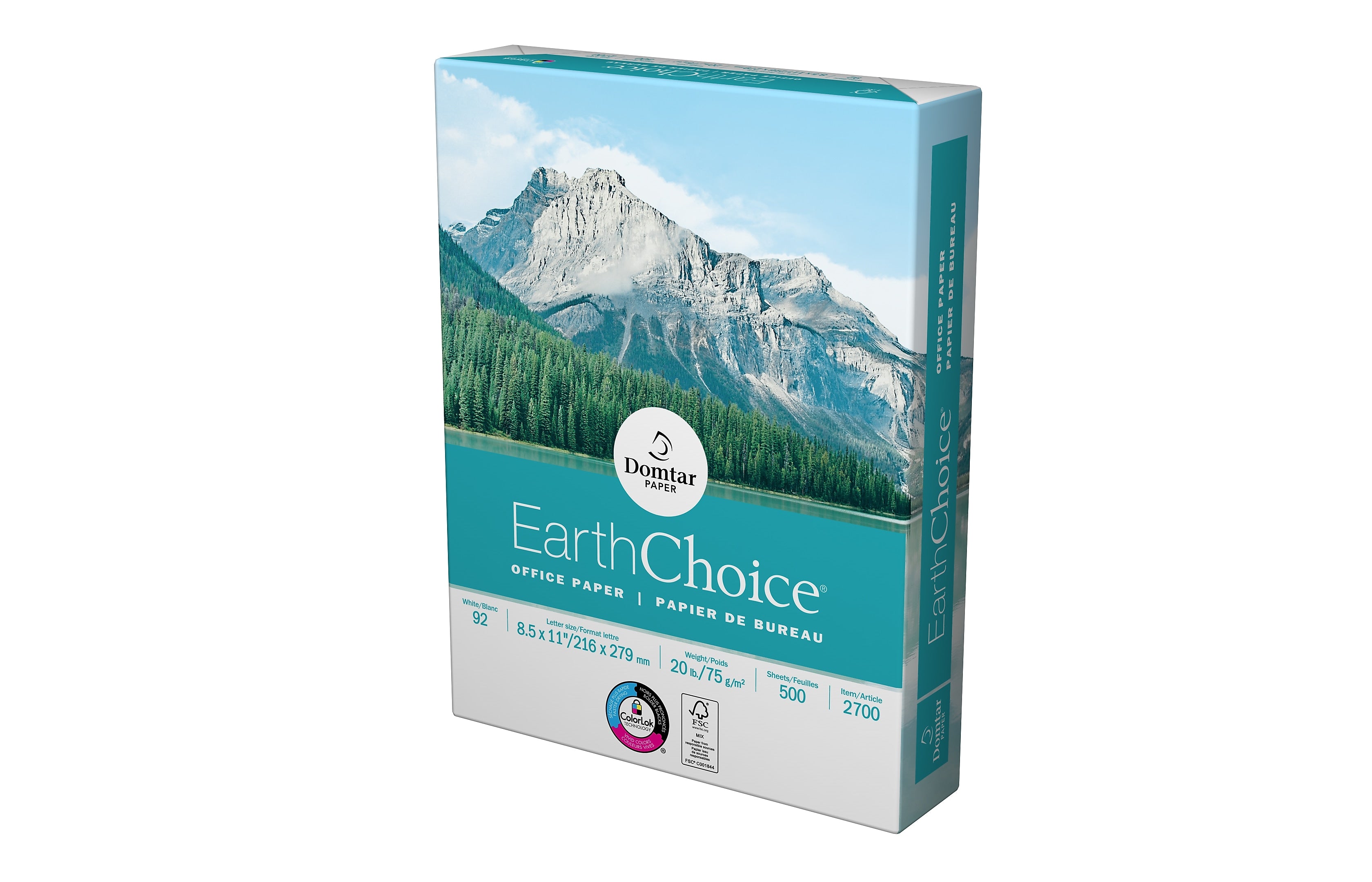 EarthChoice 8.5" x 11" Multipurpose Paper, 20 lbs., 92 Brightness, 500 Sheets/Ream (2700)