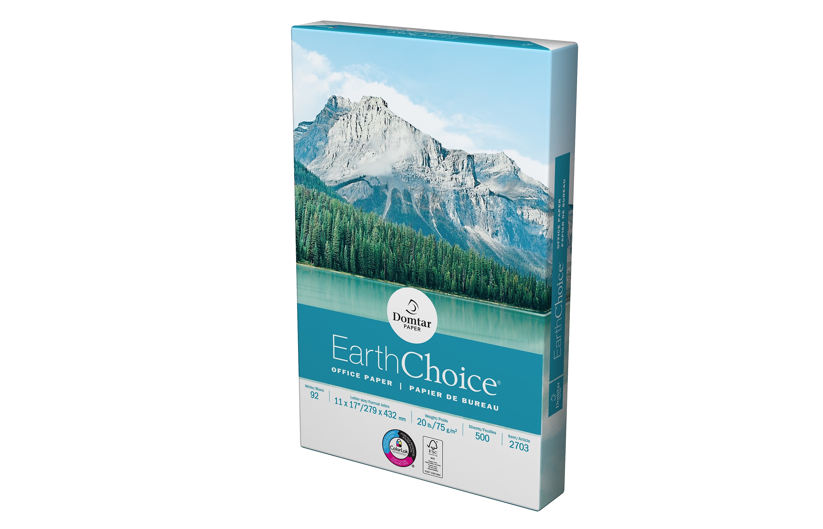 EarthChoice 11" x 17" Multipurpose Paper, 20 lbs., 92 Brightness, 500 Sheets/Ream, 5 Reams/Carton (2703/40480)