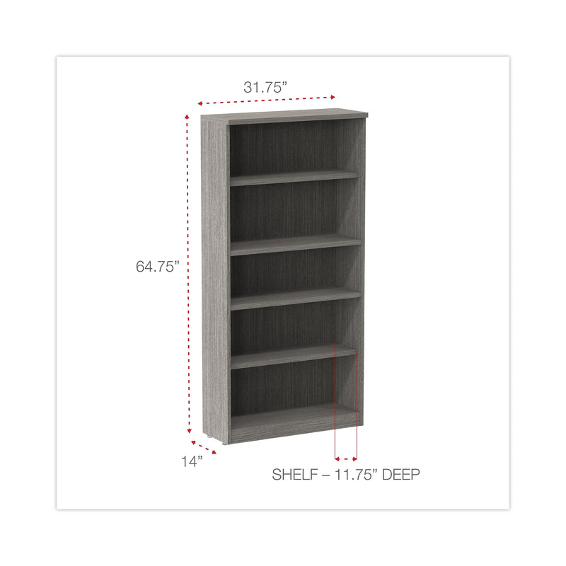 Alera Valencia Series Bookcase, Four-Shelf, 31.75" x 14" x 64.75", Gray