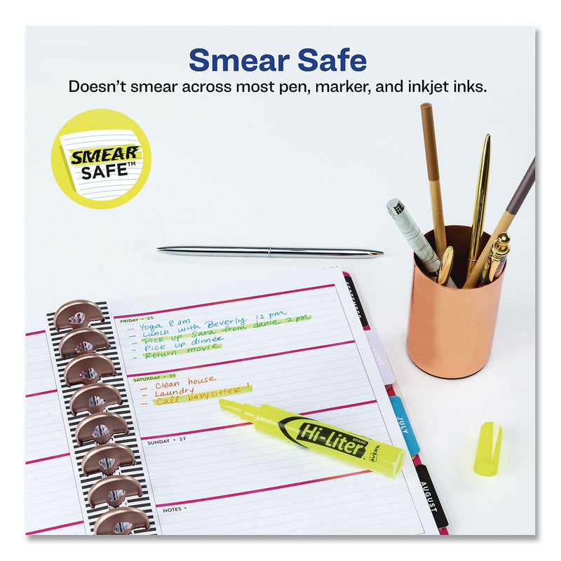 Avery HI-LITER Desk-Style Highlighters, Fluorescent Yellow Ink, Chisel Tip, Yellow/Black Barrel, 200/Box