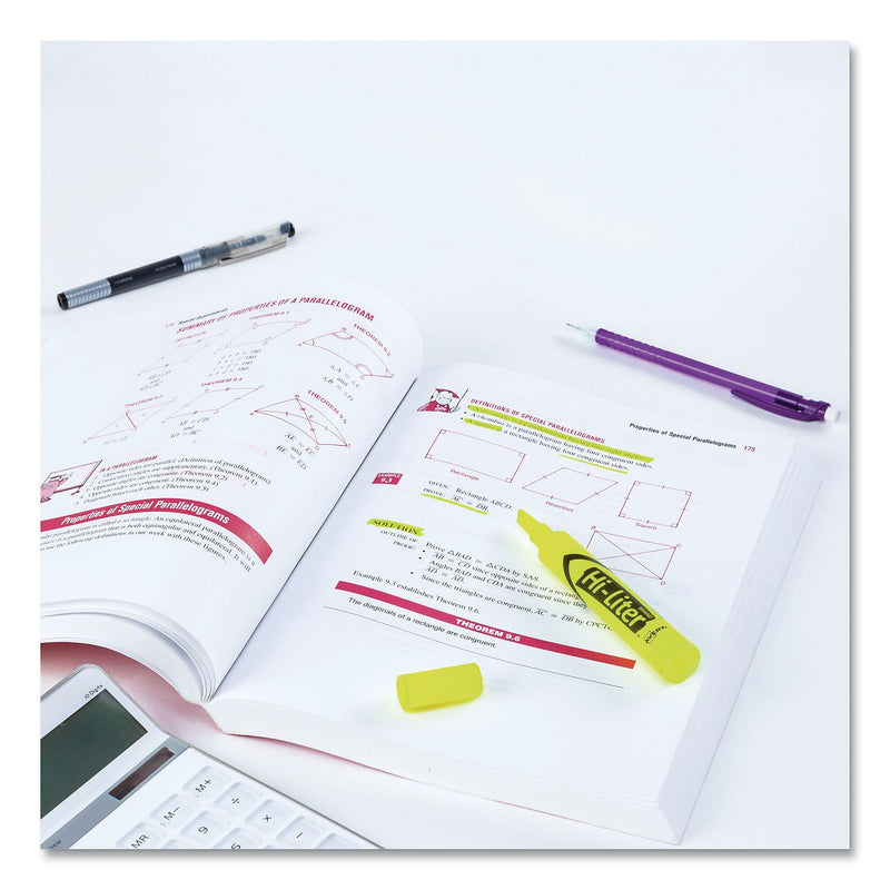 Avery HI-LITER Desk-Style Highlighters, Fluorescent Yellow Ink, Chisel Tip, Yellow/Black Barrel, 200/Box