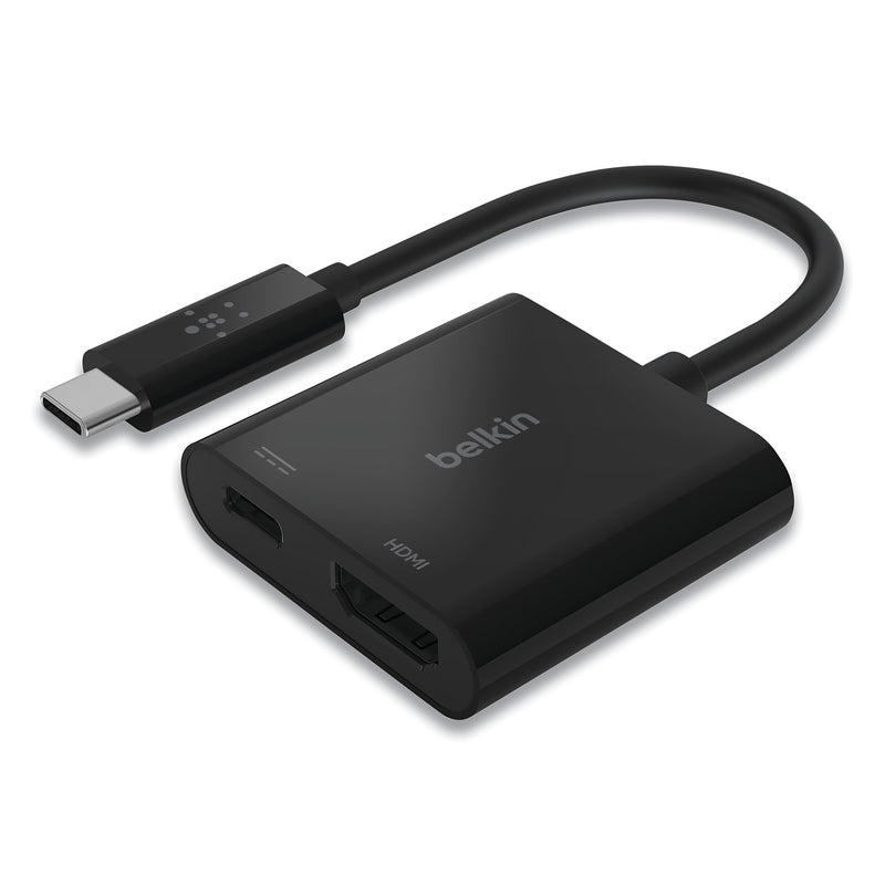 Belkin USB-C to HDMI + Charge Adapter, HDMI; USB-C(F); USB-C(M), 2.53", Black