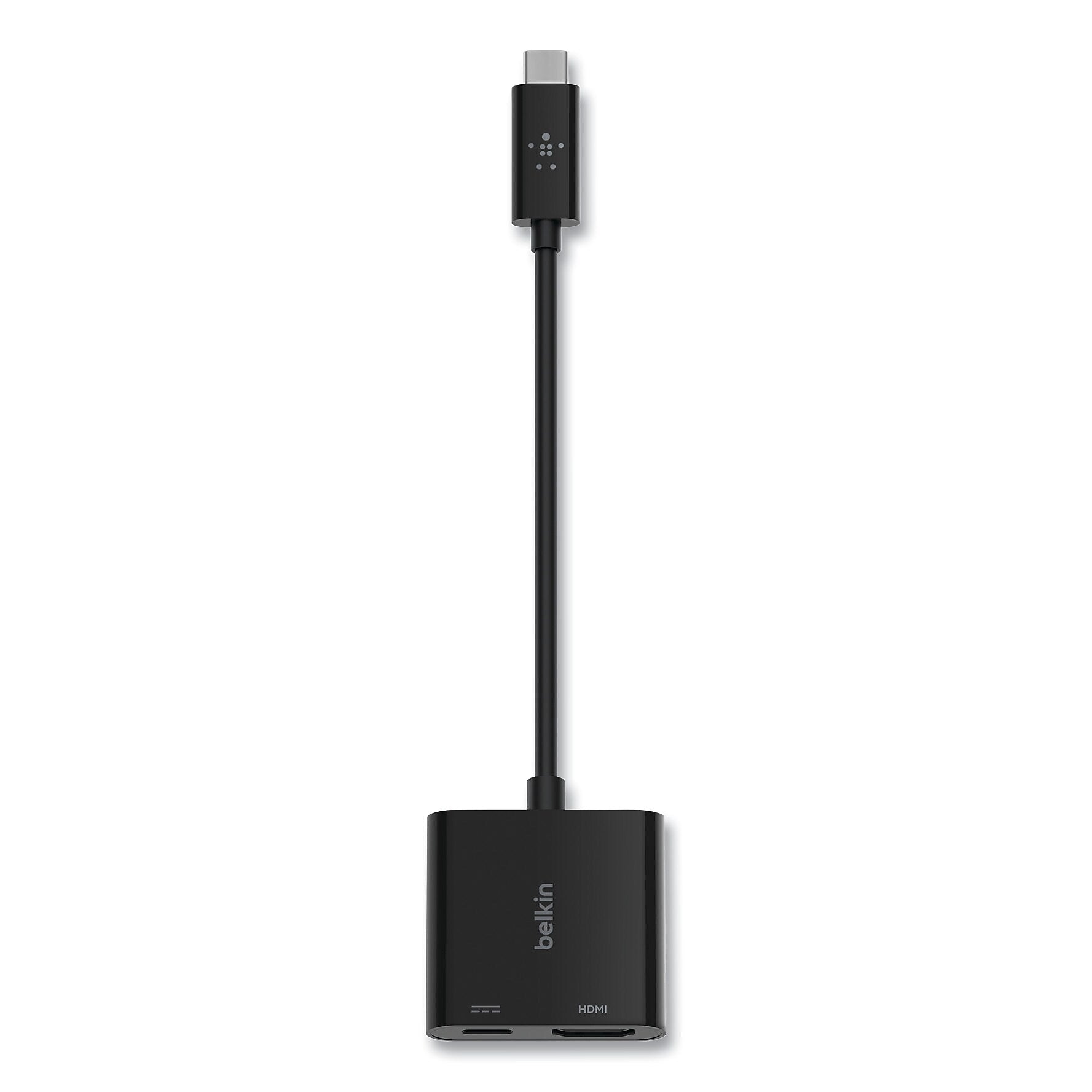 Belkin USB-C to HDMI + Charge Adapter, HDMI; USB-C(F); USB-C(M), 2.53", Black