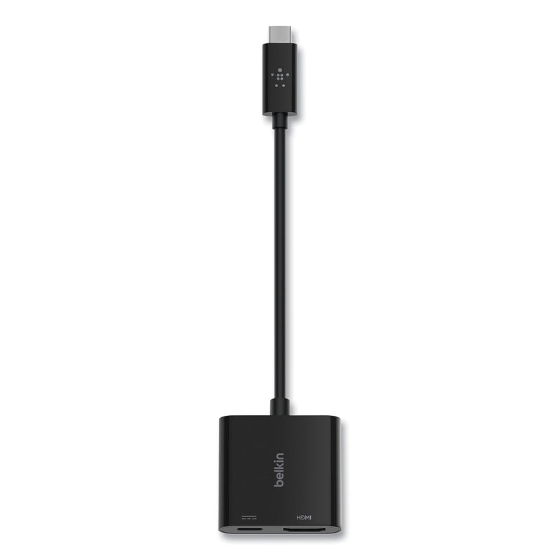 Belkin USB-C to HDMI + Charge Adapter, HDMI; USB-C(F); USB-C(M), 2.53", Black