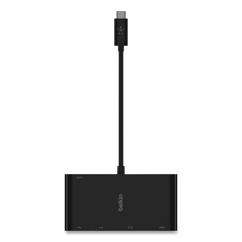 Belkin USB-C Multimedia + Charge Adapter, 4K HDMI; USB-A; USB-C; VGA, 4.9 ft., Black