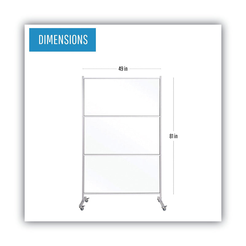 MasterVision Protector Series Mobile Glass Panel Divider, 49 x 22 x 81, Clear/Aluminum