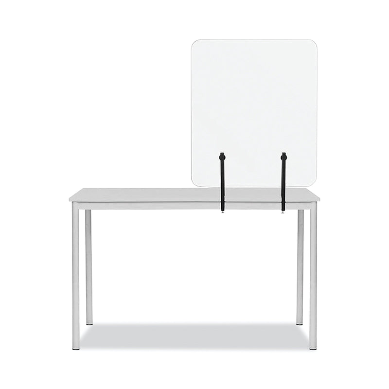 MasterVision Protector Series Frameless Glass Desktop Divider, 23.6 x 0.16 x 35.4, Clear/Aluminum