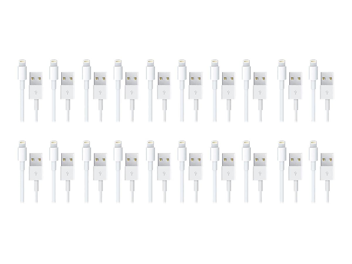 4XEM 3' Lightning to USB A Cable, White, 20/Pack (4XLIGHTNING20PK)