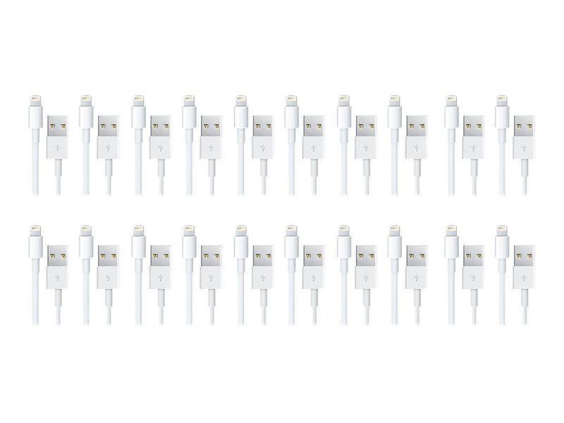 4XEM 3' Lightning to USB A Cable, White, 20/Pack (4XLIGHTNING20PK)