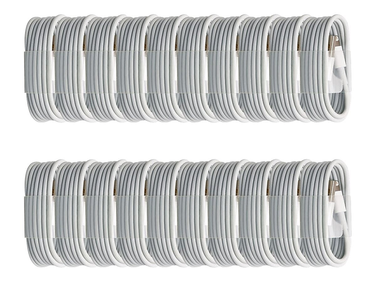 4XEM 3' Lightning to USB A Cable, White, 20/Pack (4XLIGHTNING20PK)