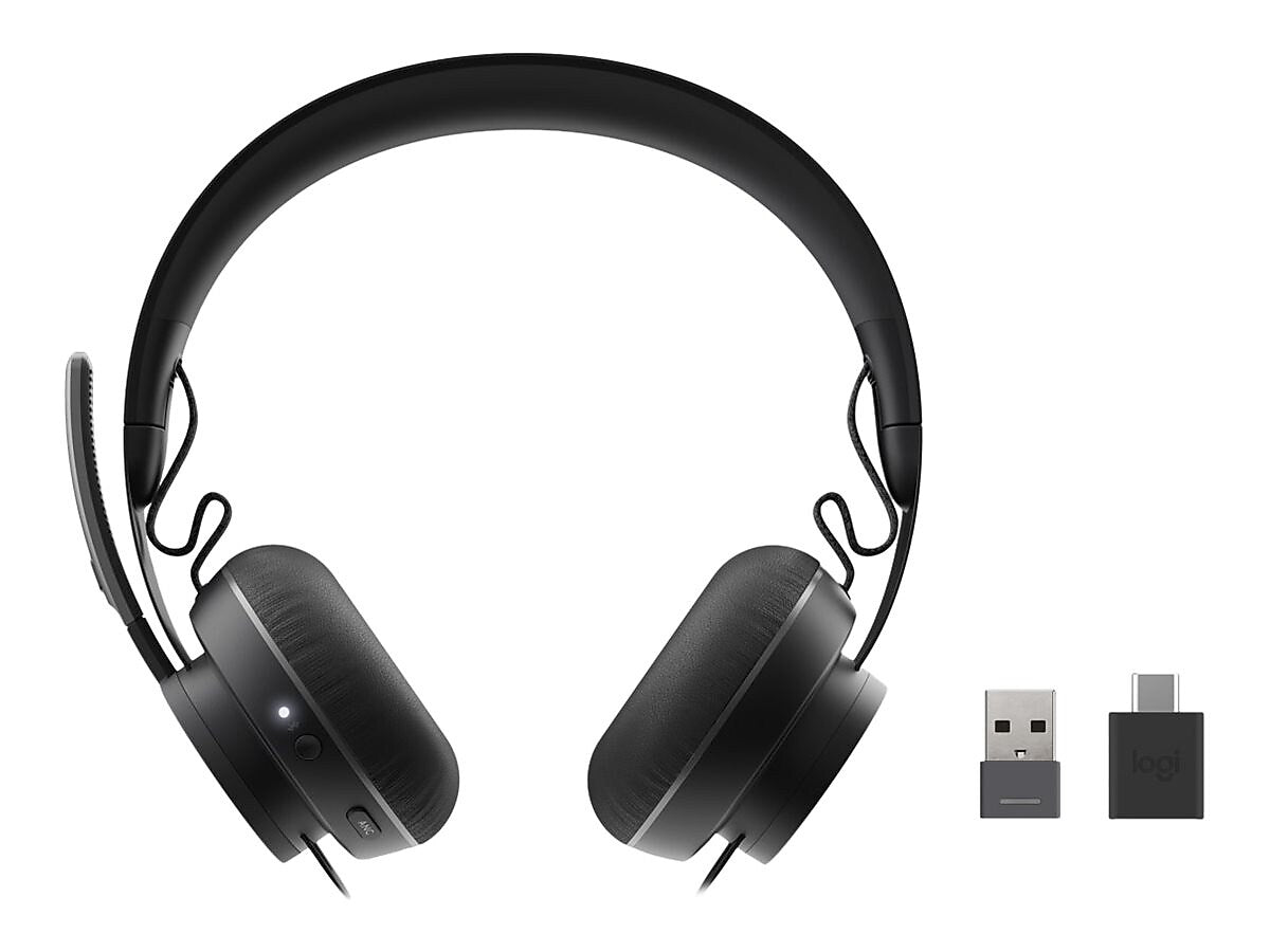 Logitech Zone Wireless Plus UC Bluetooth Stereo Mobile Headset, Black (981-000918)
