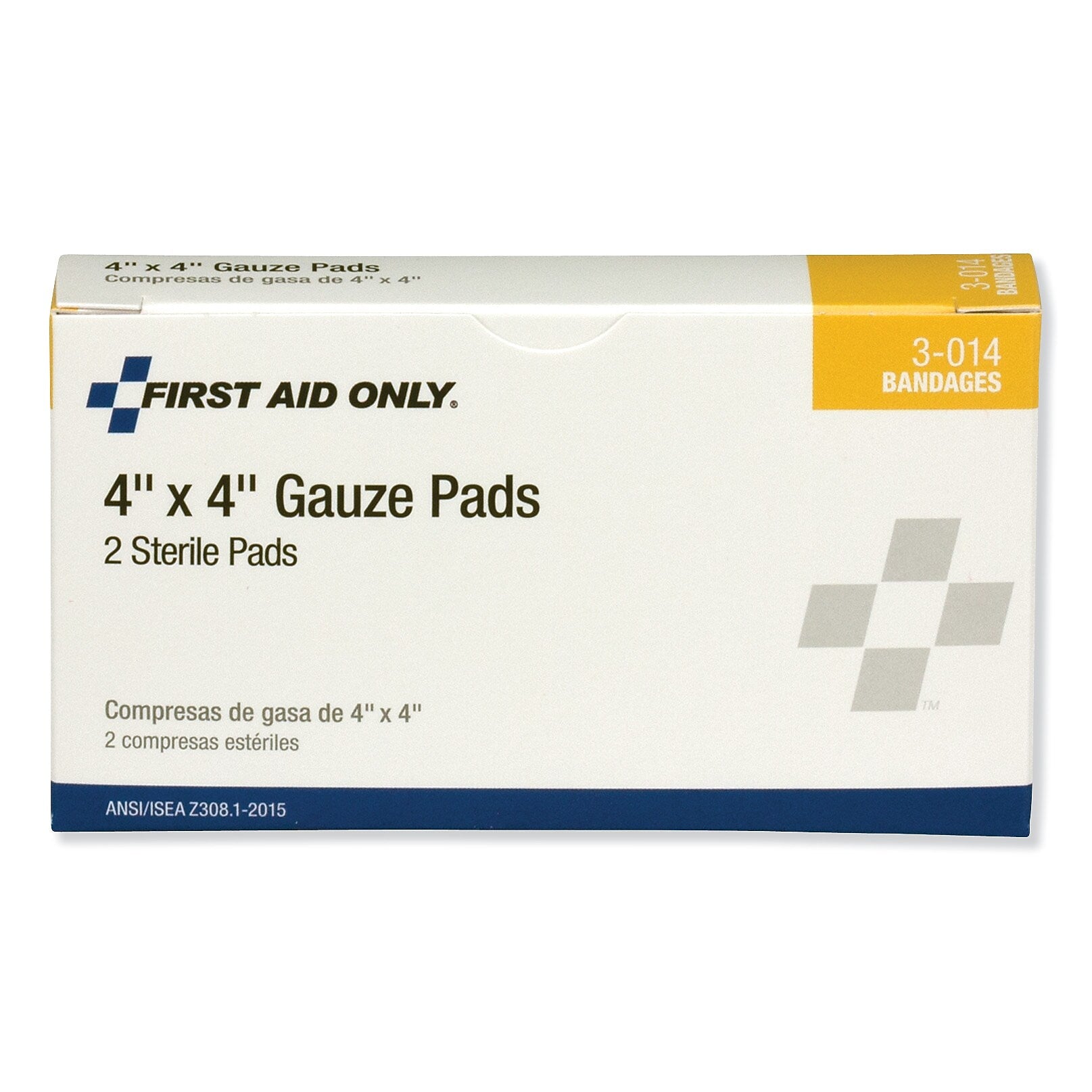 First Aid Only Sterile Gauze Pads, 4" x 4", 2/box