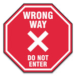 Accuform Slip-Gard Social Distance Floor Signs, 12 x 12, "Wrong Way Do Not Enter", Red, 25/Pack