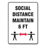 Accuform Social Distance Signs, Wall, 10 x 14, "Social Distance Maintain 6 ft", 2 Humans/Arrows, White, 10/Pack