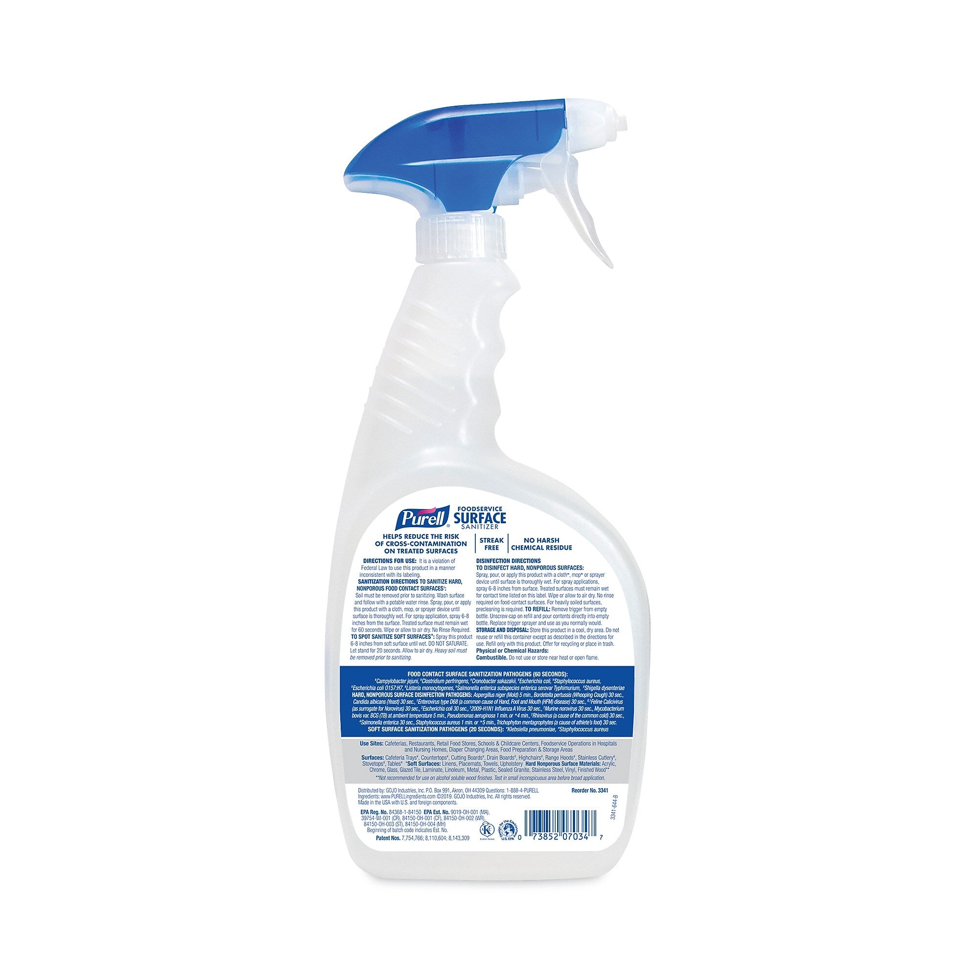 PURELL Foodservice Surface Sanitizer, Fragrance Free, 32 oz Spray Bottle, 6/Carton (GOJ334106RTL)
