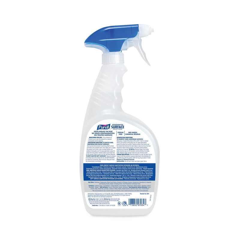 PURELL Foodservice Surface Sanitizer, Fragrance Free, 32 oz Spray Bottle, 6/Carton (GOJ334106RTL)