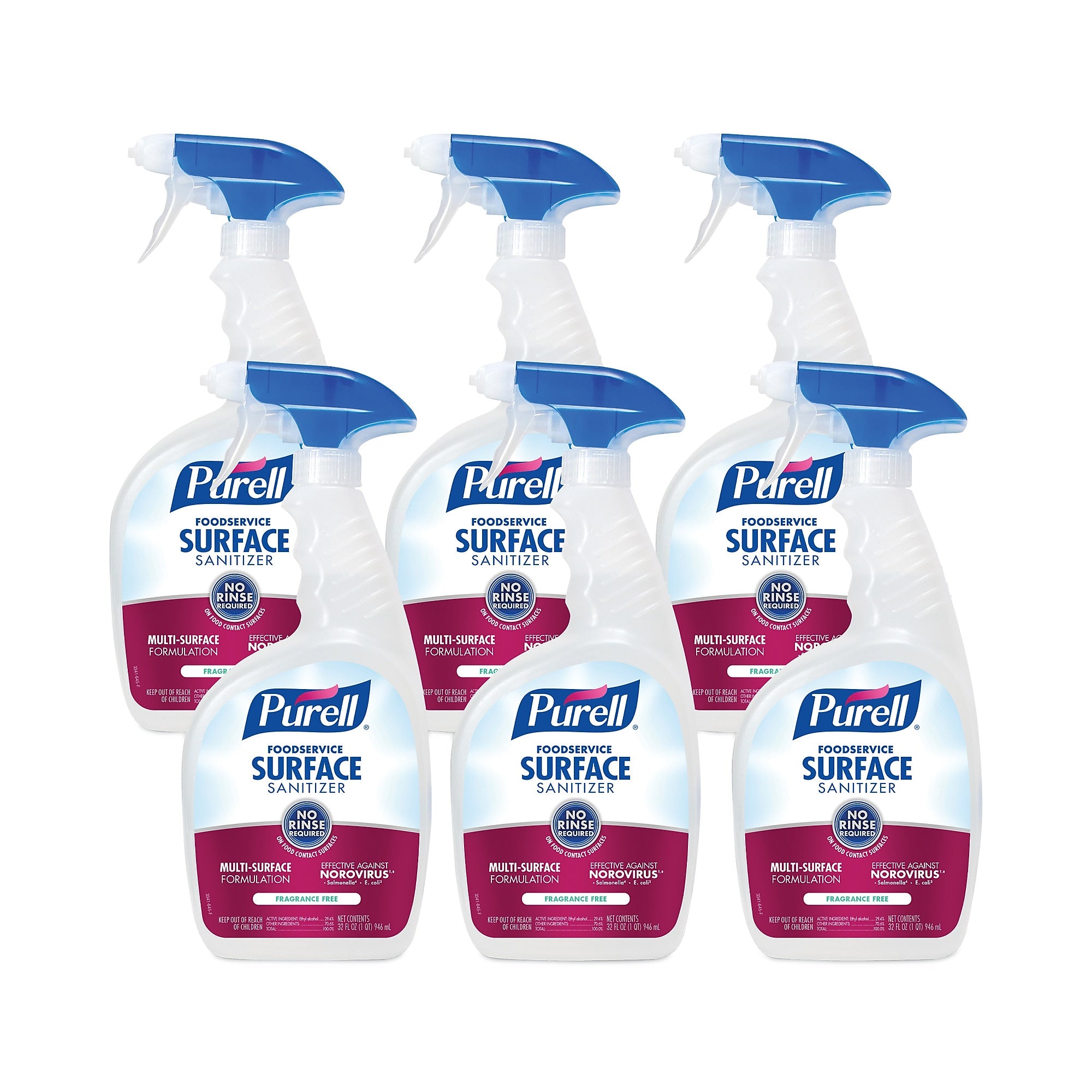PURELL Foodservice Surface Sanitizer, Fragrance Free, 32 oz Spray Bottle, 6/Carton (GOJ334106RTL)