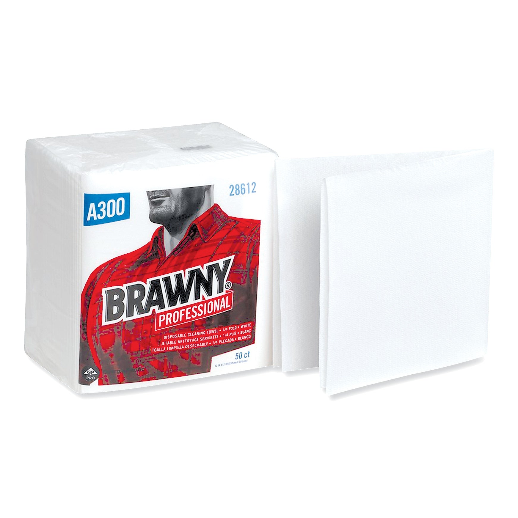 Brawny Professional Cleaning Wipers, 13" x 12", White, 12/Carton (GPC28612)