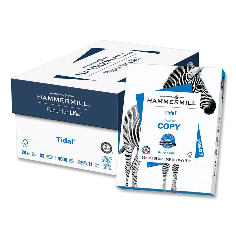 Hammermill Tidal Print Paper, 92 Bright, 20lb, 8.5 x 11, White, 500 Sheets/Ream, 8 Reams/Carton