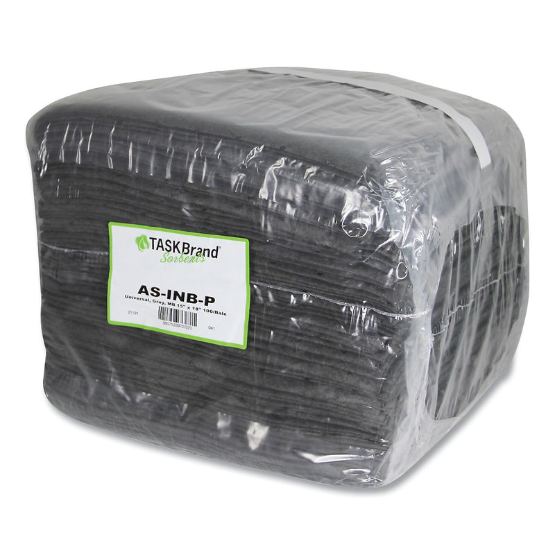 HOSPECO TASKBrand All Sorb Industrial Sorbent Pad, 0.24 gal, 15 x 18, 100/Carton