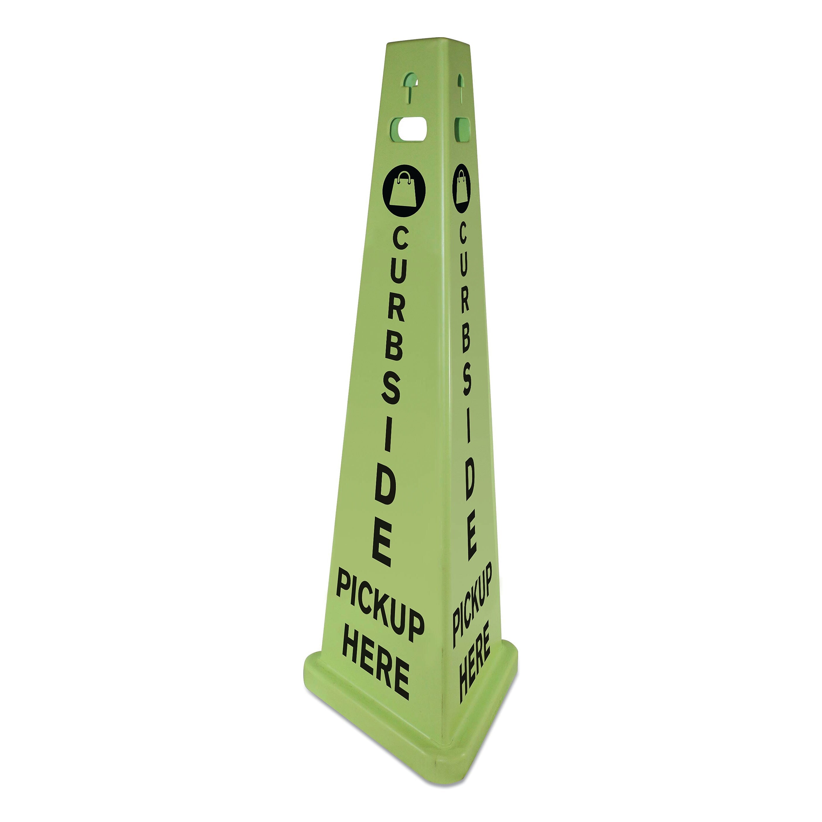 Impact TriVu 3-Sided Curbside Pickup Here Sign, Fluorescent Green, 14.75 x 12.7 x 40, Plastic (IMP9140PU)
