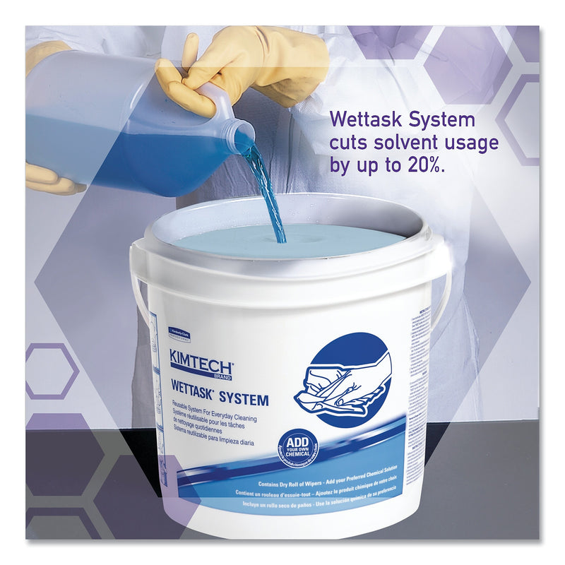 Kimtech Wipers for WETTASK System, Bleach, Disinfectants and Sanitizers, 6 x 12, 140/Roll, 6 Rolls and 1 Bucket/Carton
