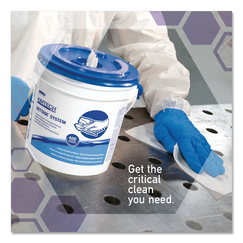Kimtech Wipers for WETTASK System, Bleach, Disinfectants and Sanitizers, 6 x 12, 140/Roll, 6 Rolls and 1 Bucket/Carton