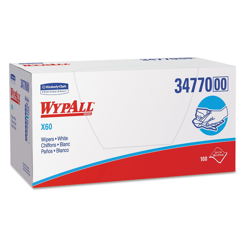 WypAll X60 Cloths, 1/4 Fold, 11 x 23, White, 100/Box, 9/Carton