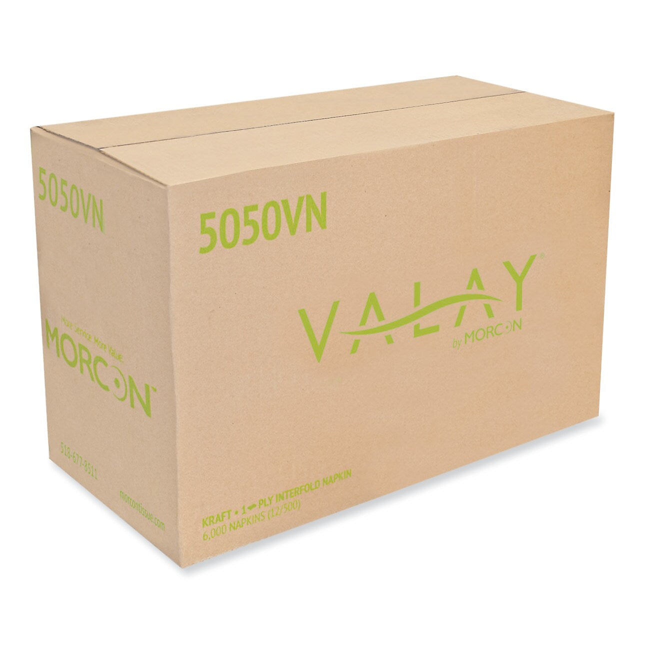 Morcon Tissue Valay Interfolded Napkins, 1-Ply, 6.3 x 8.85, Kraft., 6,000/Carton