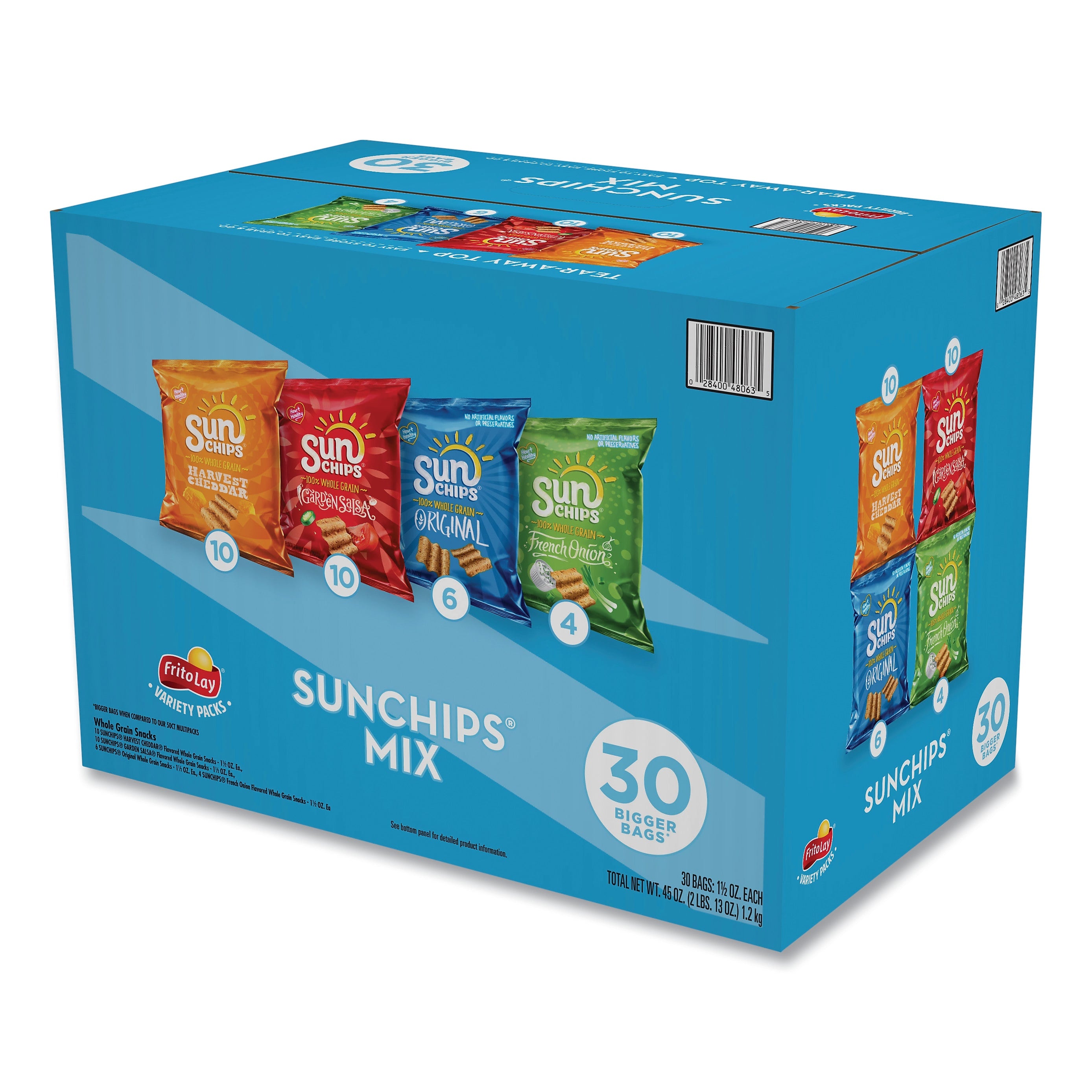 Sunchips Variety Pack, Assorted Flavors, 45 oz., 30 Bags/Box (Lay49932)