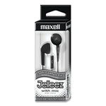 Maxell Jelleez Earbuds, 3 ft Cord, Black