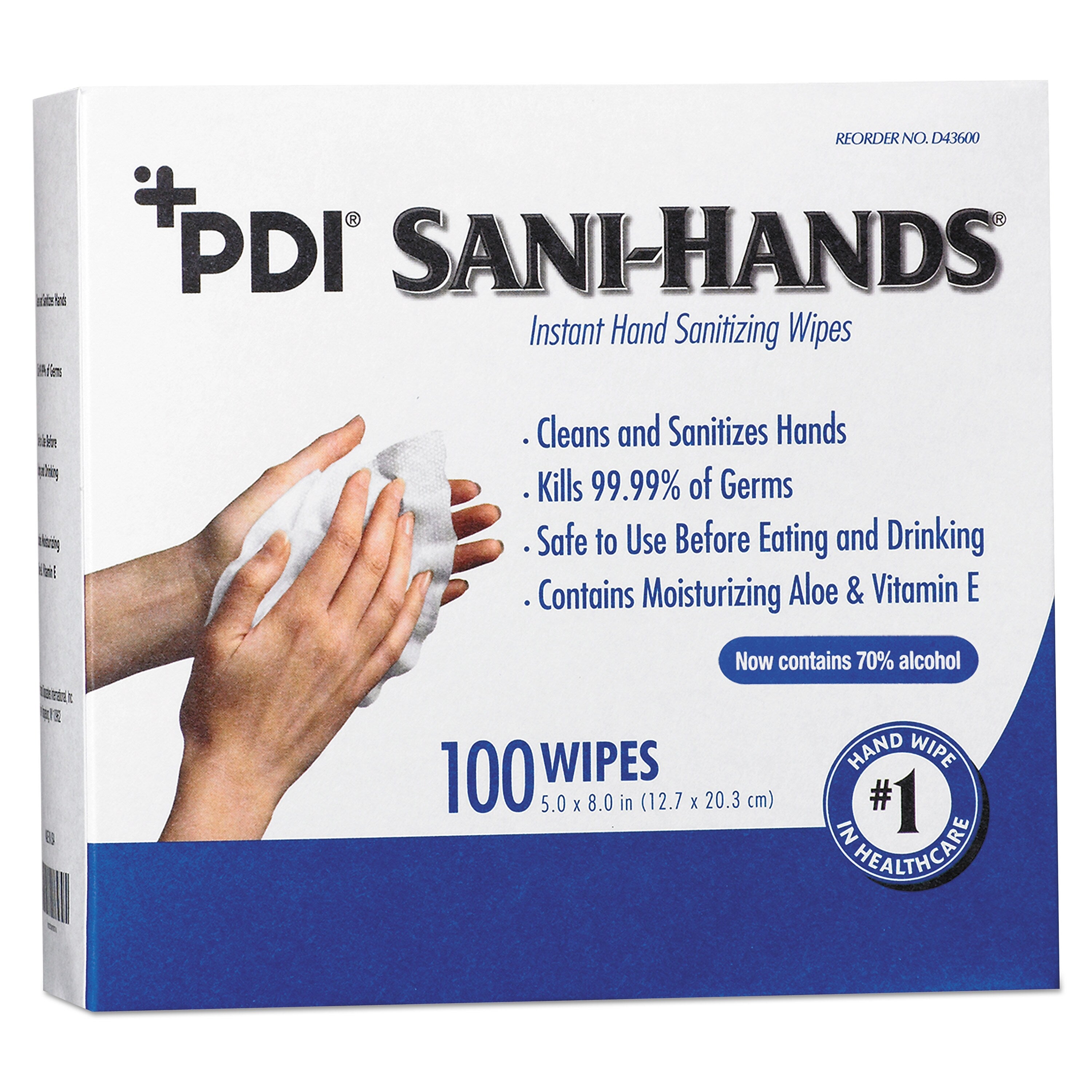 Sani Professional PDI Sani-Hands Instant Hand Sanitizing Wipes, 1000/Carton (NICD43600)