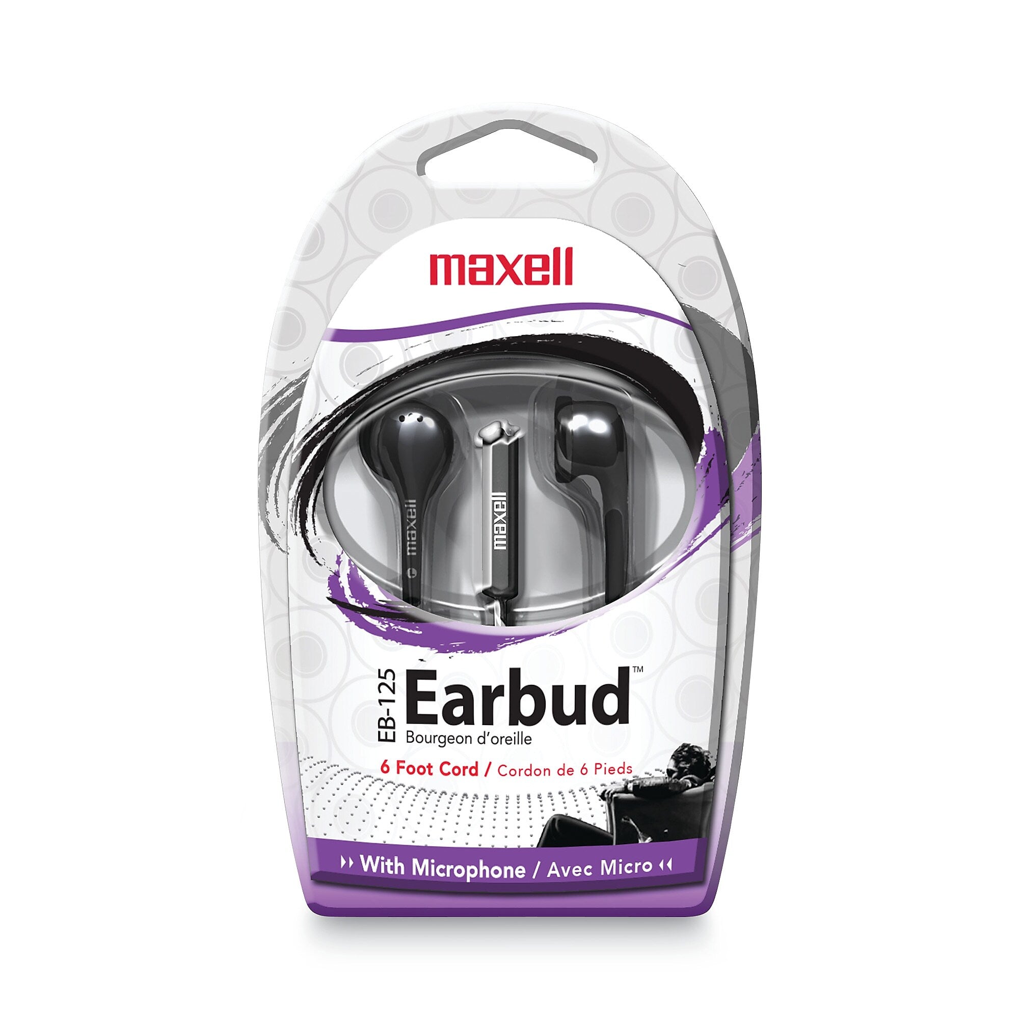 Maxell EB125 Earbud with MIC, Black