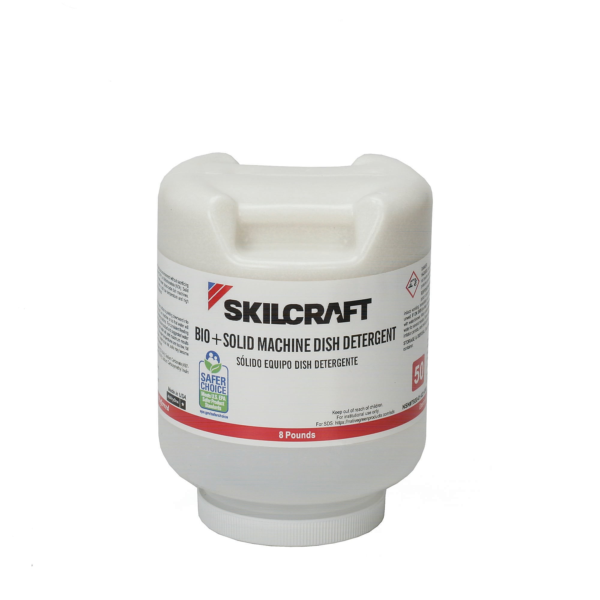 AbilityOne 7930016216646, SKILCRAft., Bio+ Dishwasher Detergent, 8 lb. Bottle, 4/Carton