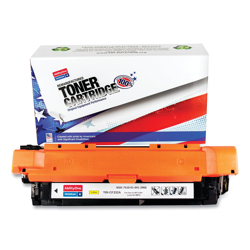 AbilityOne 7510016912966 Remanufactured CF332A (654A) Toner, 15,000 Page-Yield, Yellow