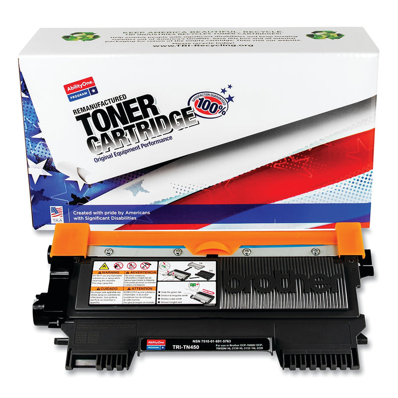 AbilityOne Remanufactured TN450 High-Yield Toner, 2,600 Page-Yield, Black (NSN6915763)