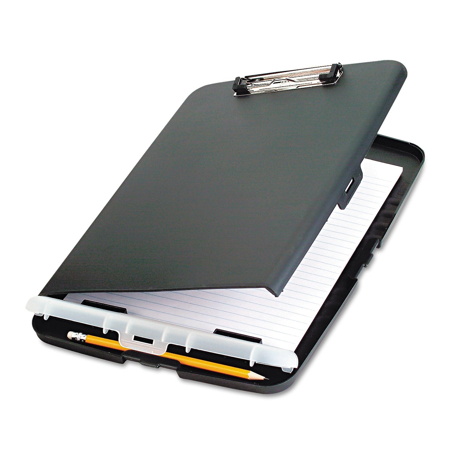 Officemate Low Profile Storage Clipboard, 0.5" Clip Capacity, Holds 8.5 x 11 Sheets, Charcoal